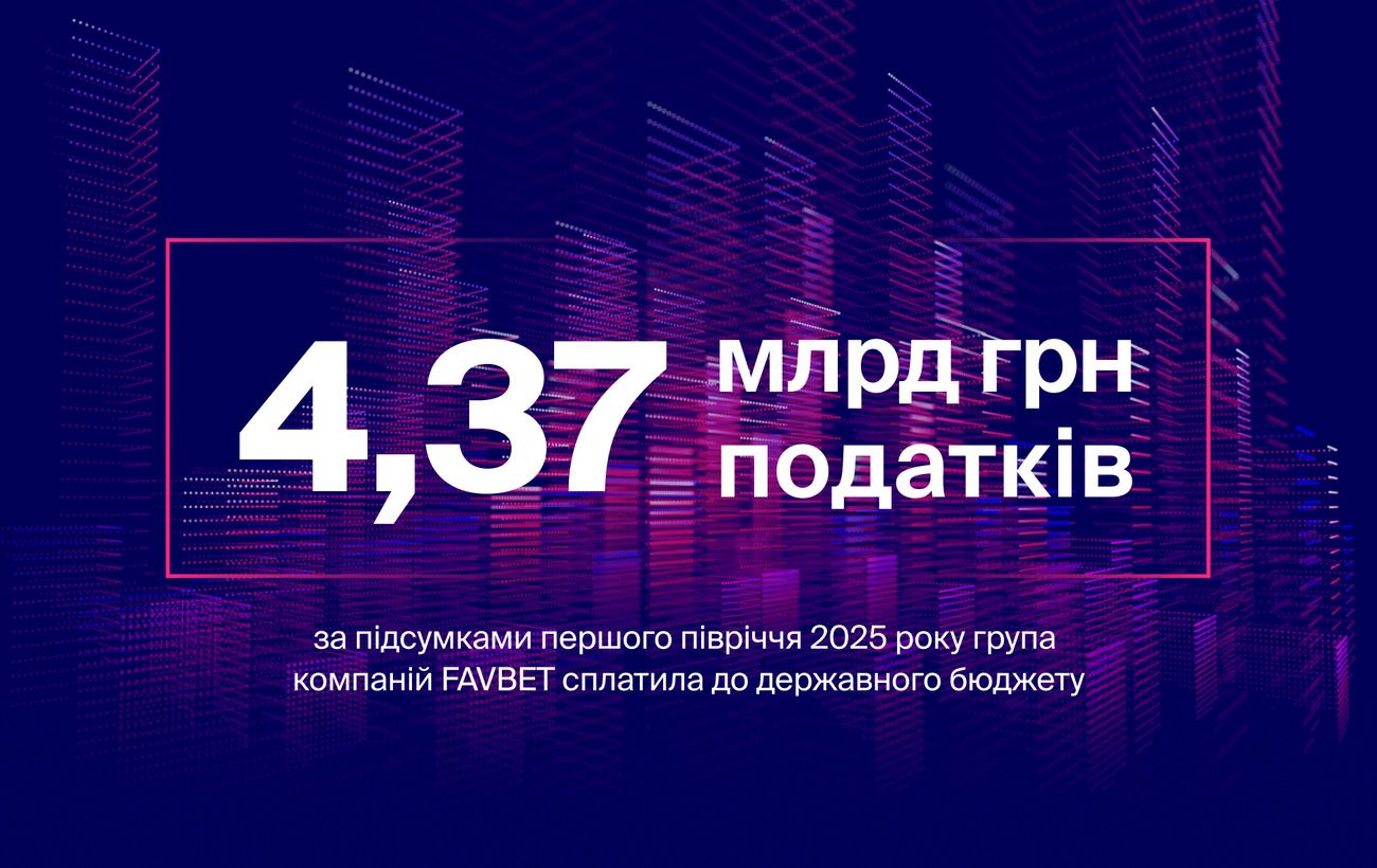 Зображення новини: FAVBET сплатив 4,37 млрд грн податків за перше півріччя 2025 року