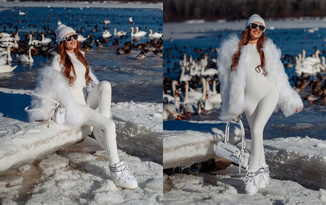 Зображення новини: Секрет стильного "луку" Денисенко: біле екохутро і масивні Moon Boots