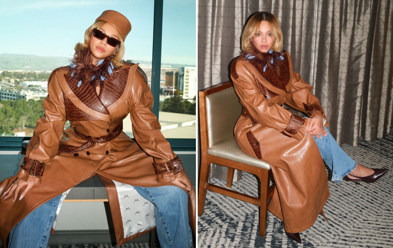 Зображення новини: Бейонсе у шкіряному тренчі: одна несподівана деталь змінює стиль до невпізнання